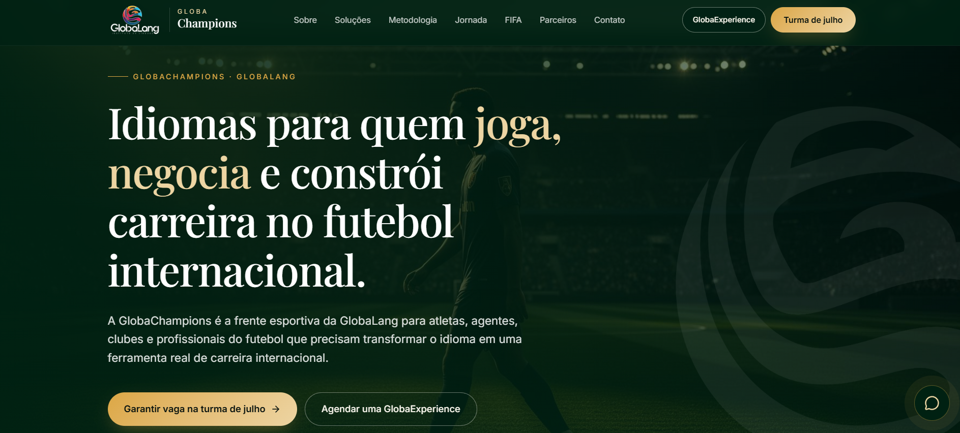 Print da primeira dobra do site GlobaChampions